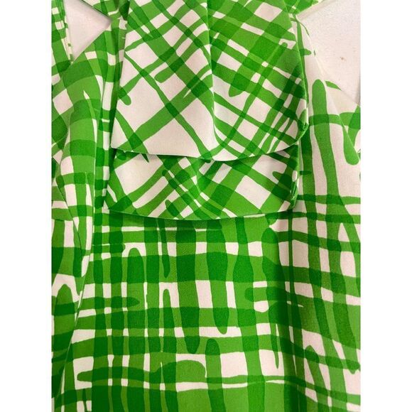 Trina Turk Green Print Cotton Silk Blend Dress - Picture 4 of 5